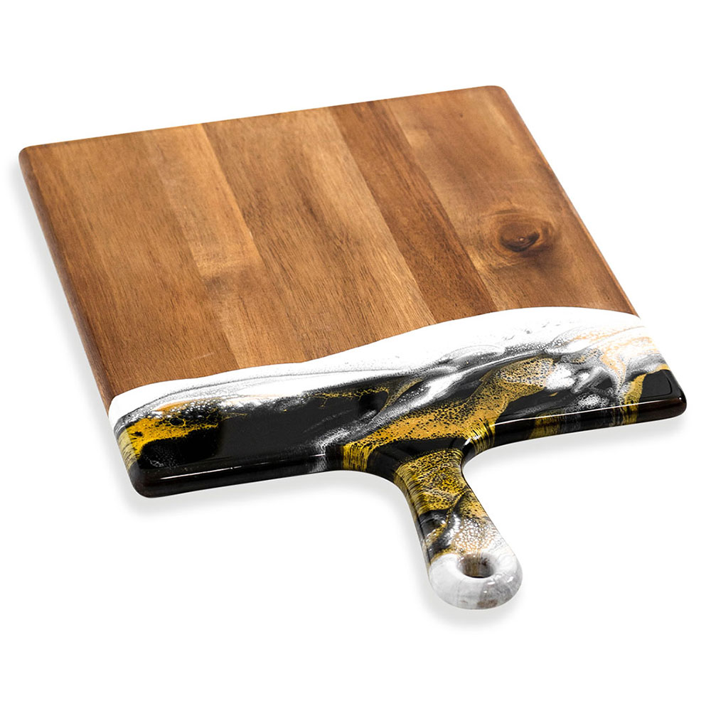 acacia wood and eco-friendly epoxy cutting board