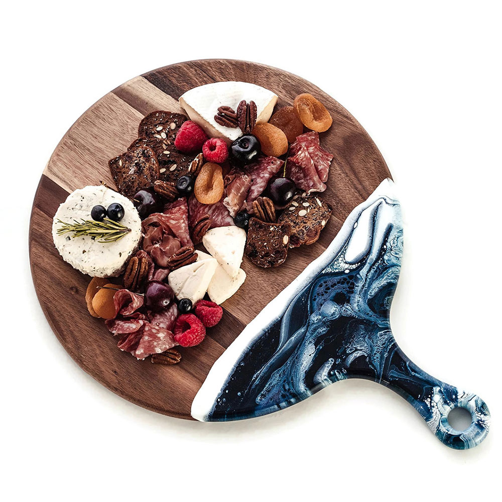 acacia wood and eco-friendly epoxy cutting board