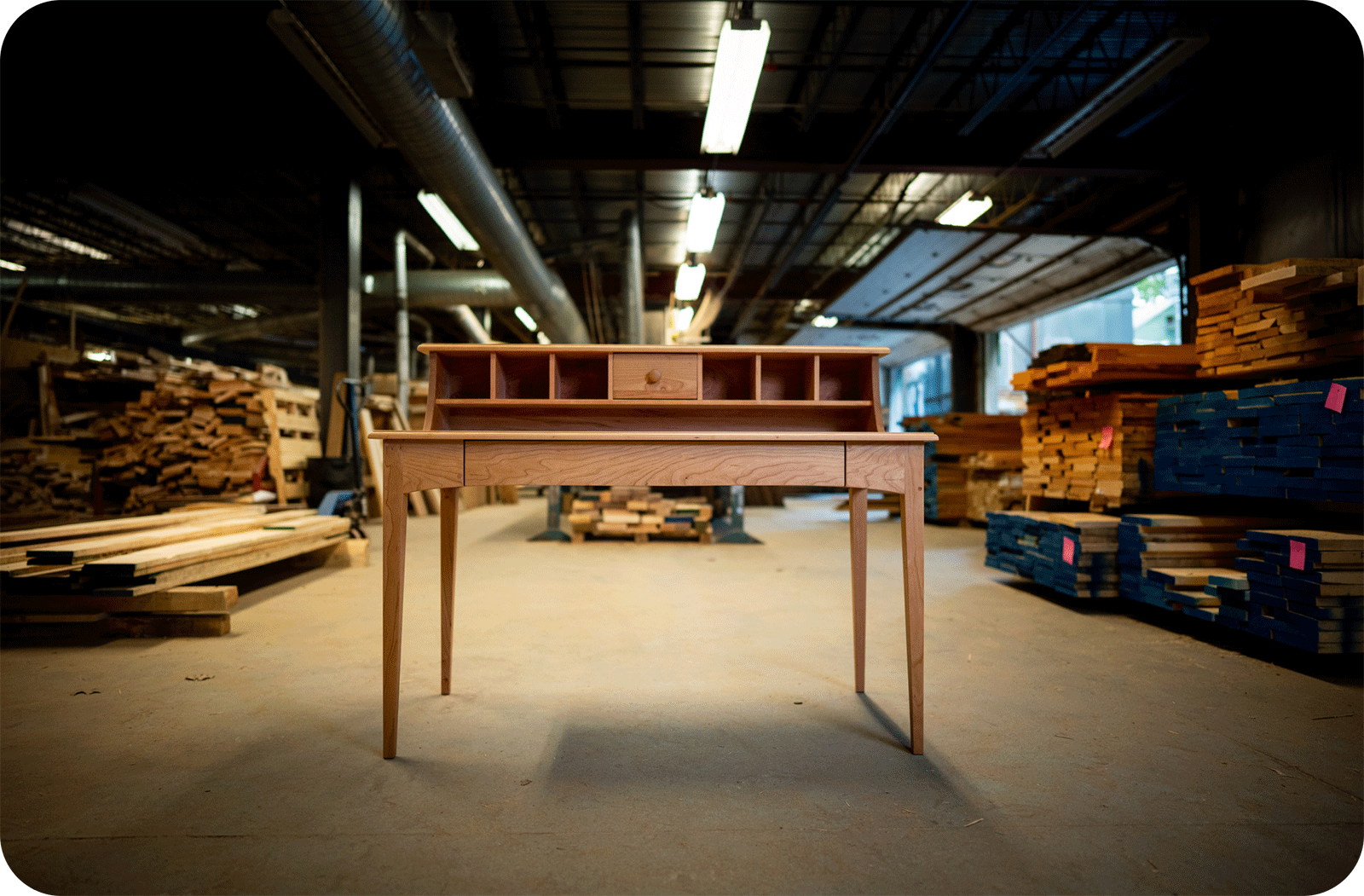 writing desk in the workshop