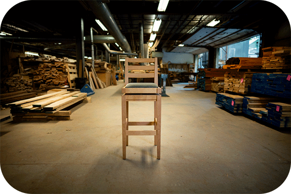 barstool in wood shop